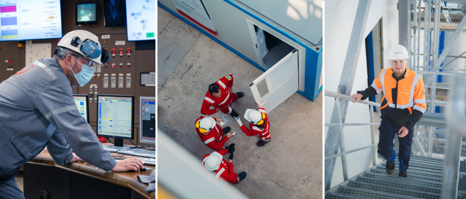 3 techniciens en action sur le terrain