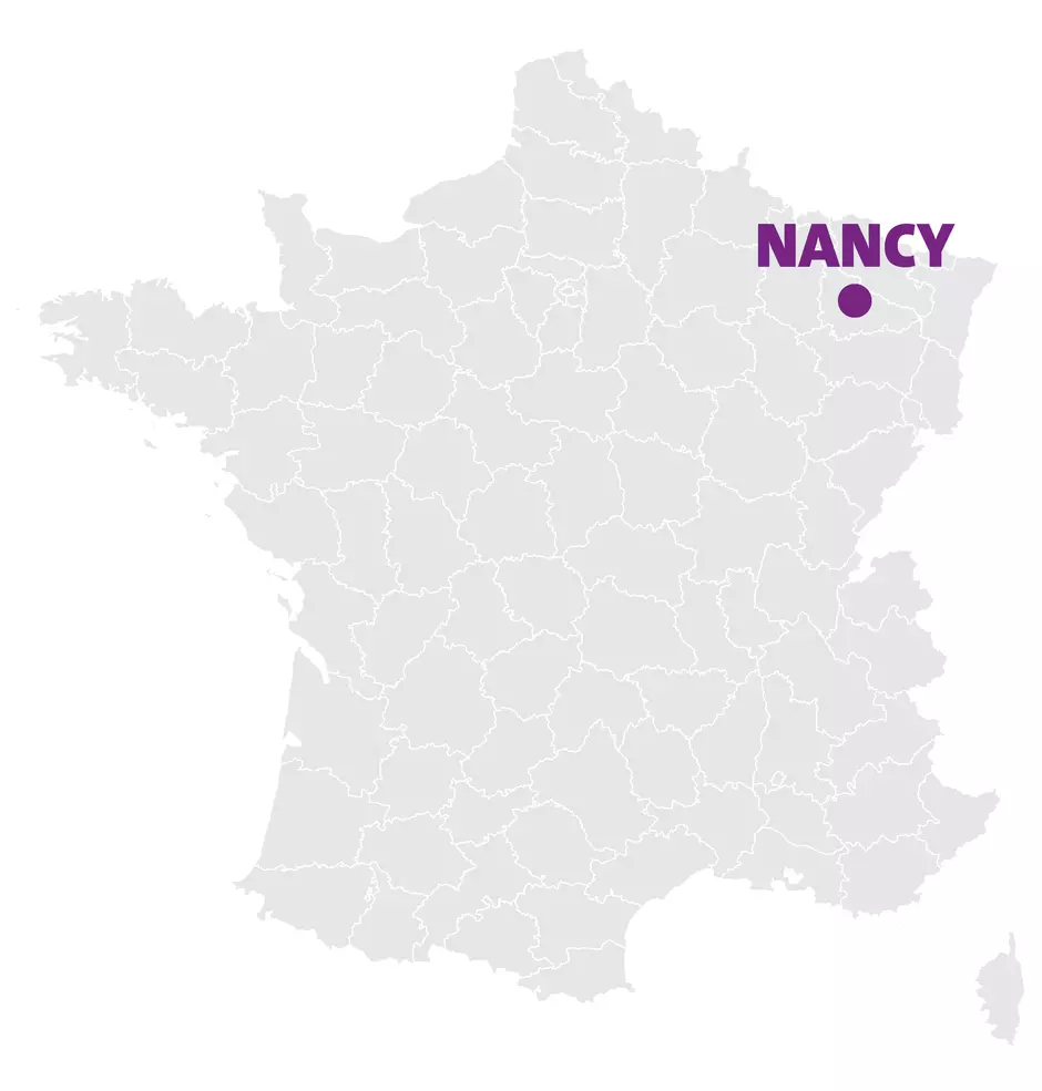 Carte de France zoom sur Nancy