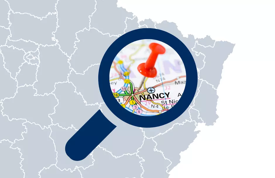 Carte de France zoom sur agence Nancy
